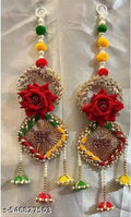 Artistic Dreams Pack Of 2pcs of13*5 Inches Artificial Floral Subh Labh Rose Wall Hanging For Diwali Decoration,Home Decor, Gifts Items,Diya for Home Office Pooja,Durga Pooja,Temple Decoration