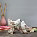 ARTBLITZ handcrafted White Birds on Branch Statues and Artifacts for Home Decor, Living Room. Wall Decoration Polyresin Showpiece for Gifting, Interiors and Diwali Decoration