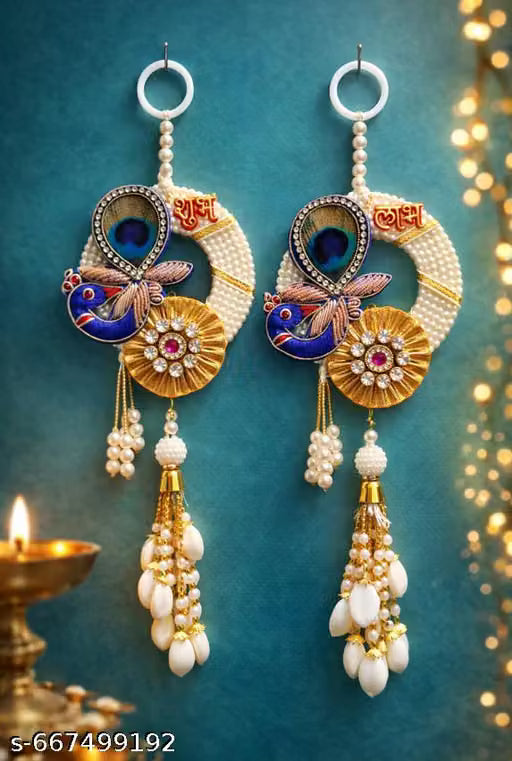 Peacock Wall Hanging Decoration shubh labh for Main Door Entrance latkan mandir Office Diwali grah pravesh Navratri Marriage Decoration Gifts