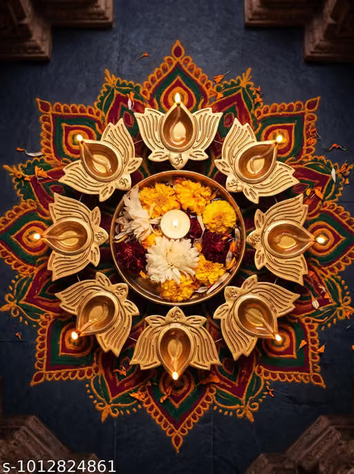 Designer Urli with Lotus Diya Stand for Floating Candles, Floral Arrangement, Diwali & Home Decor