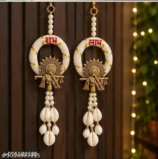 Priscilla Krishna flute Shubh Labh Festival Decoration wall Hangings for Gift,Pooja room,diwali,home decor items