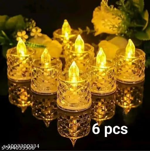 ( 6 PCS )LED Candles for Home Decoration - Electric Flameless & Smokeless LED Diya Lights, Candle for Home Decor, Diwali Festivals Decoration, Christmas,New Year, Festive