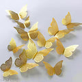 12pcs 3D Metallic Finish Home Decor Butterfly with Self-Adhesive Sticking Pads - Metallic Butterfly Decorations Party 3D Butterfly Wall Stickers (Golden-Set of 12)10 x 10 x 2 cms